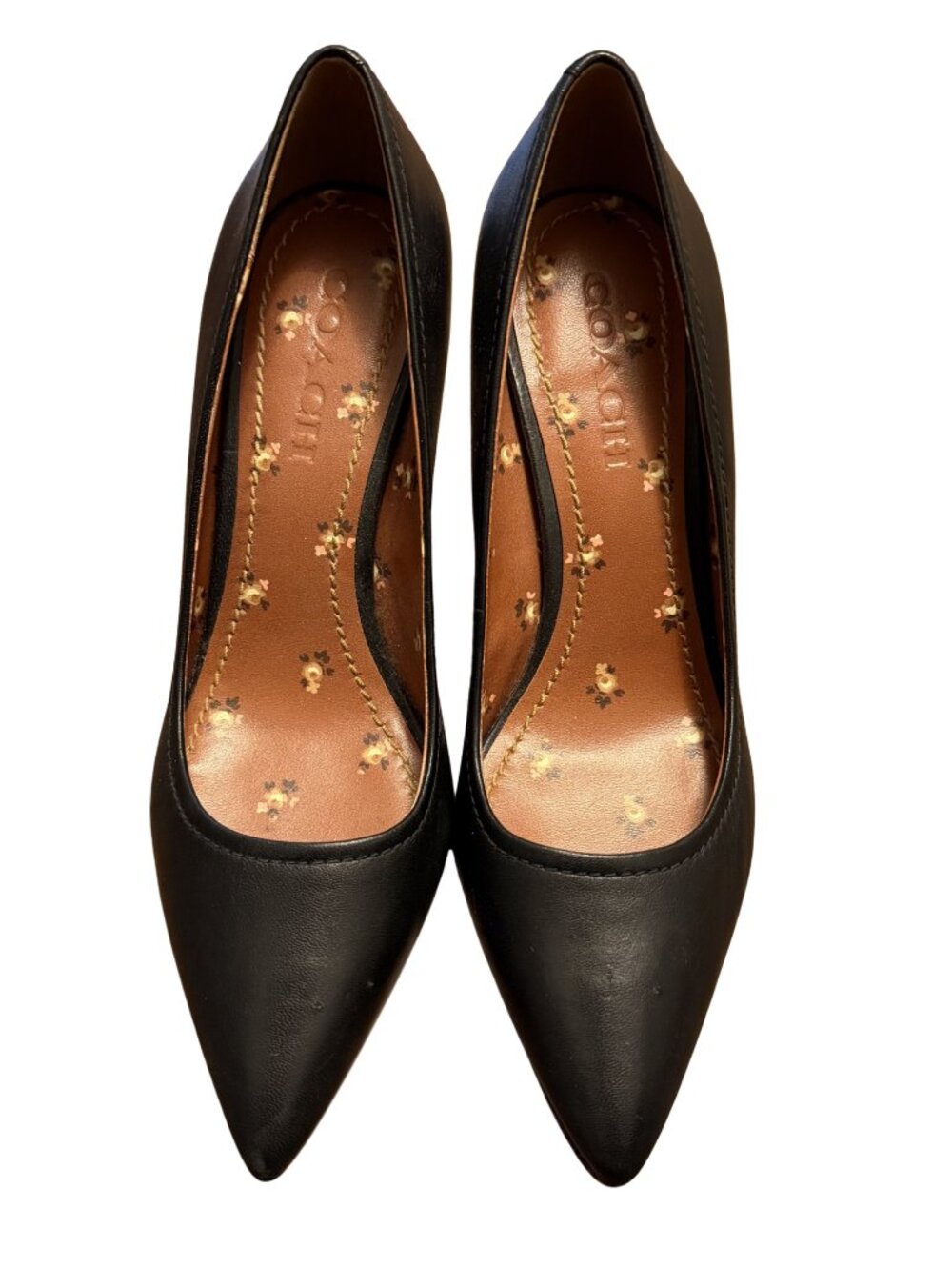 Coach Waverly Black Pointed Toe Stiletto Heels Pumps Classic Leather Size 9 - Picture 4 of 9